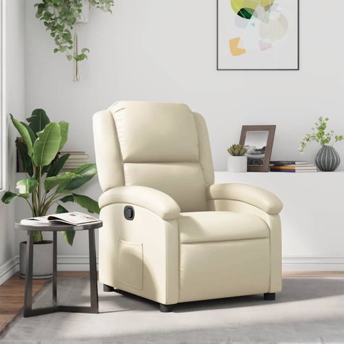 Fauteuil Relax - Fauteuil Inclinable - Fauteuil De Relaxation Crème Similicuir We68