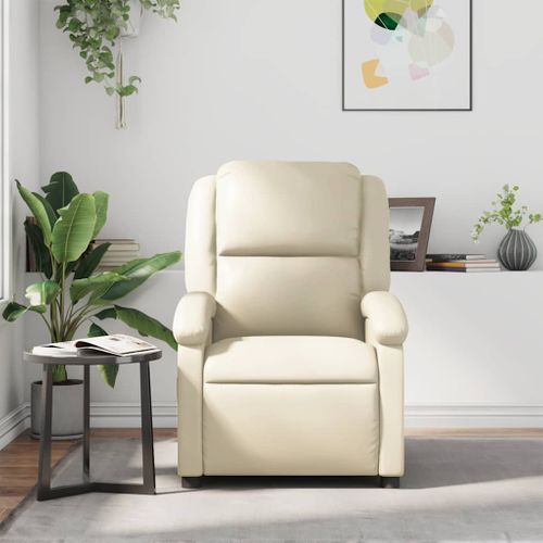 Fauteuil Relax - Fauteuil Inclinable - Fauteuil De Relaxation Crème Similicuir We68