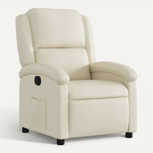 Fauteuil Relax - Fauteuil Inclinable - Fauteuil De Relaxation Crème Similicuir We68