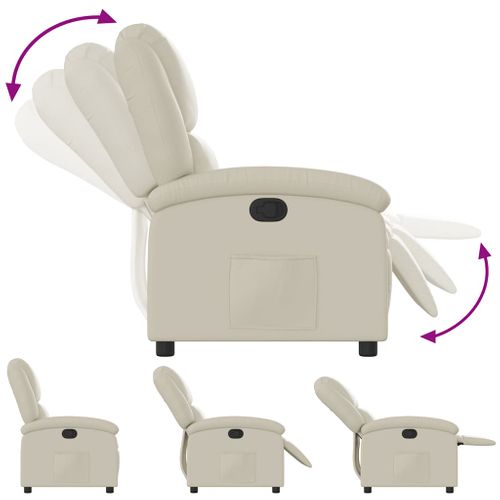 Fauteuil Relax - Fauteuil Inclinable - Fauteuil De Relaxation Crème Similicuir We68