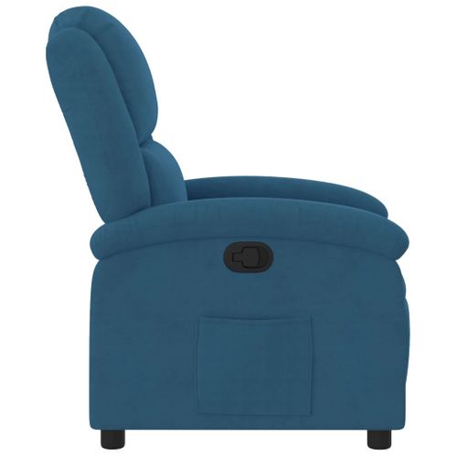 Fauteuil Relax - Fauteuil Inclinable - Fauteuil De Relaxation Bleu Velours We53