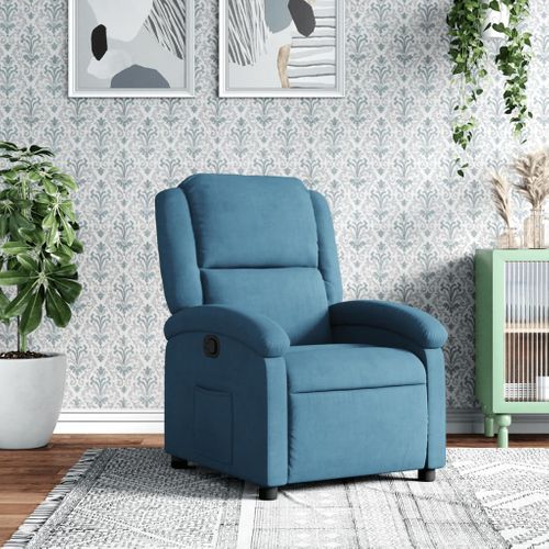 Fauteuil Relax - Fauteuil Inclinable - Fauteuil De Relaxation Bleu Velours We53