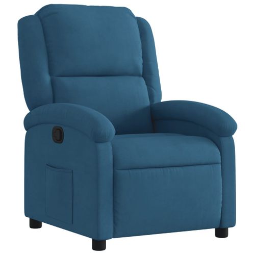Fauteuil Relax - Fauteuil Inclinable - Fauteuil De Relaxation Bleu Velours We53