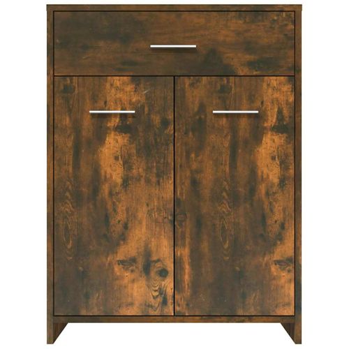 Meuble De Salle De Bain, Meuble De Rangement Chêne Fumé 60x33x80 Cm