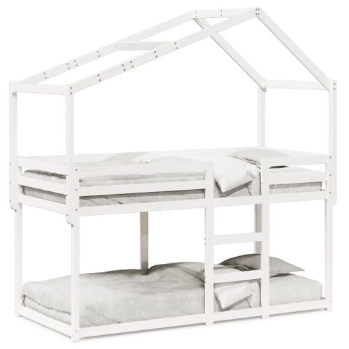 Lit Superposé En Pin Massif Blanc 75x190 Cm - Sans Matelas, Avec Garde-corps - Idéal Pour Chambre D'enfant Ou Espace Limité - 9