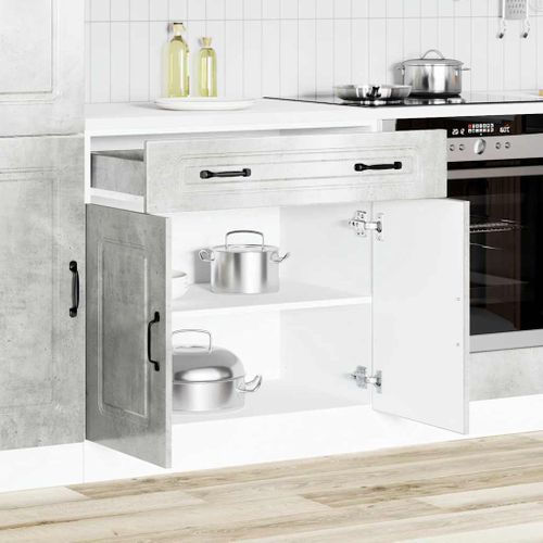 Meuble Bas De Cuisine Armoire De Cuisine - Gris Béton Bois D'ingénierie Fr10461