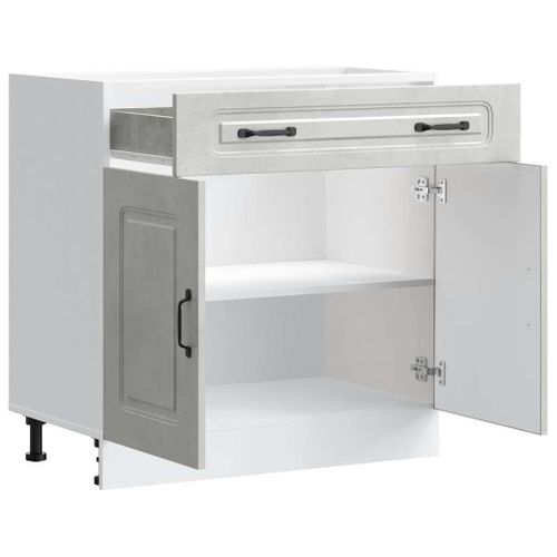 Meuble Bas De Cuisine Armoire De Cuisine - Gris Béton Bois D'ingénierie Fr10461