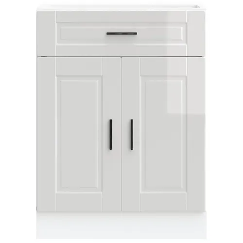 Meuble Bas De Cuisine Armoire De Cuisine - Blanc Brillant Bois Ingénierie Fr10553