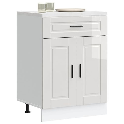 Meuble Bas De Cuisine Armoire De Cuisine - Blanc Brillant Bois Ingénierie Fr10553