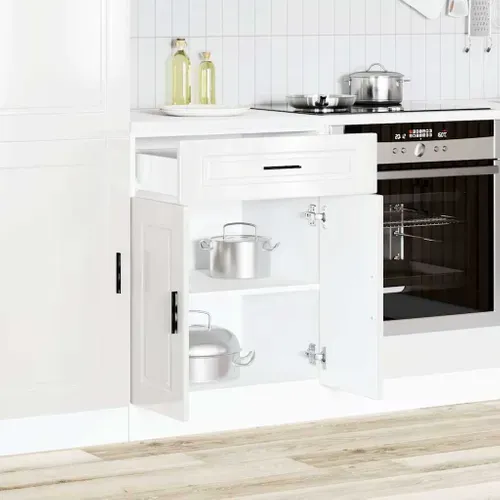 Meuble Bas De Cuisine Armoire De Cuisine - Blanc Brillant Bois Ingénierie Fr10553