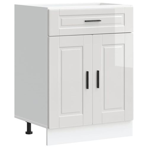 Meuble Bas De Cuisine Armoire De Cuisine - Blanc Brillant Bois Ingénierie Fr10553