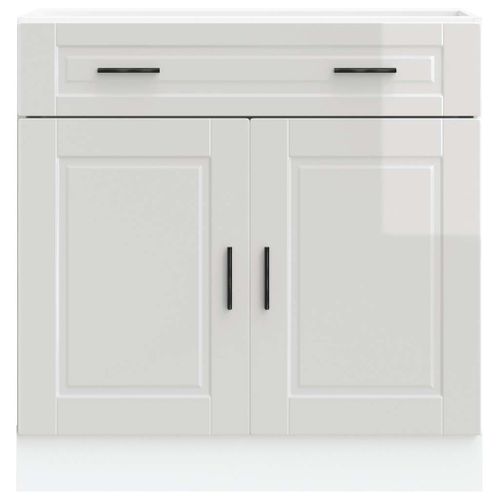 Meuble Bas De Cuisine Armoire De Cuisine - Blanc Brillant Bois Ingénierie Fr10551