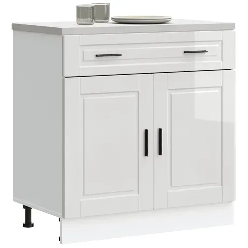 Meuble Bas De Cuisine Armoire De Cuisine - Blanc Brillant Bois Ingénierie Fr10551