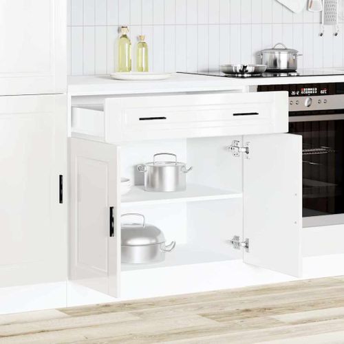 Meuble Bas De Cuisine Armoire De Cuisine - Blanc Brillant Bois Ingénierie Fr10551