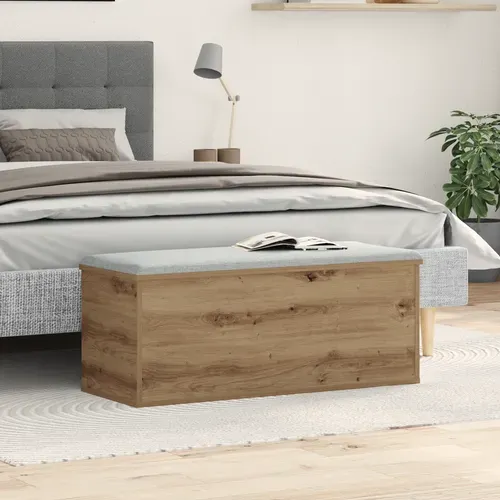 Coffre De Jardin Boîte De Rangement - En Chêne Artisan 90x35x35 Cm En Bois D'ingénierie Fr654