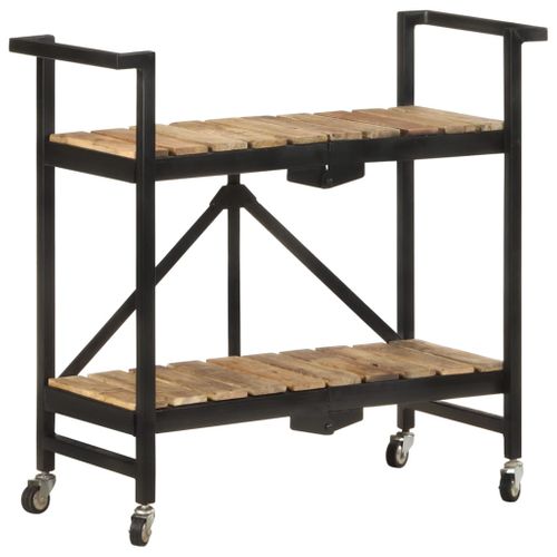 Desserte à Roulettes Chariot De Cuisine - 87x36x81 Cm Bois Massif De Manguier