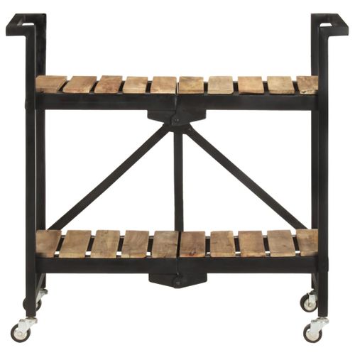 Desserte à Roulettes Chariot De Cuisine - 87x36x81 Cm Bois Massif De Manguier