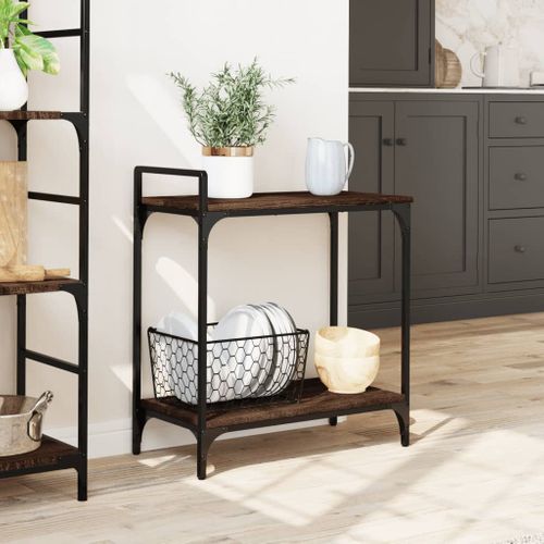 Desserte à Roulettes Chariot De Cuisine - Chêne Marron 60,5x31x72,5 Cm Bois Ingénierie