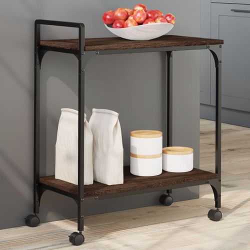 Desserte à Roulettes Chariot De Cuisine - Chêne Marron 60,5x31x72,5 Cm Bois Ingénierie