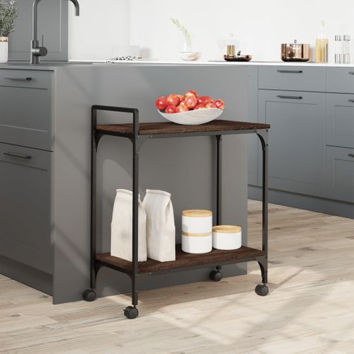 Desserte à Roulettes Chariot De Cuisine - Chêne Marron 60,5x31x72,5 Cm Bois Ingénierie
