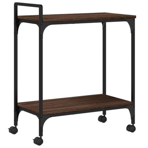 Desserte à Roulettes Chariot De Cuisine - Chêne Marron 60,5x31x72,5 Cm Bois Ingénierie