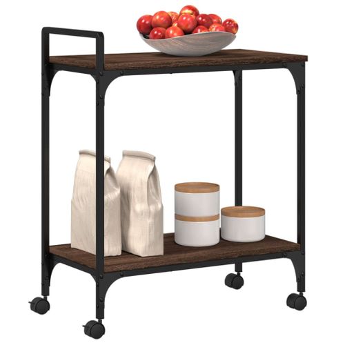 Desserte à Roulettes Chariot De Cuisine - Chêne Marron 60,5x31x72,5 Cm Bois Ingénierie