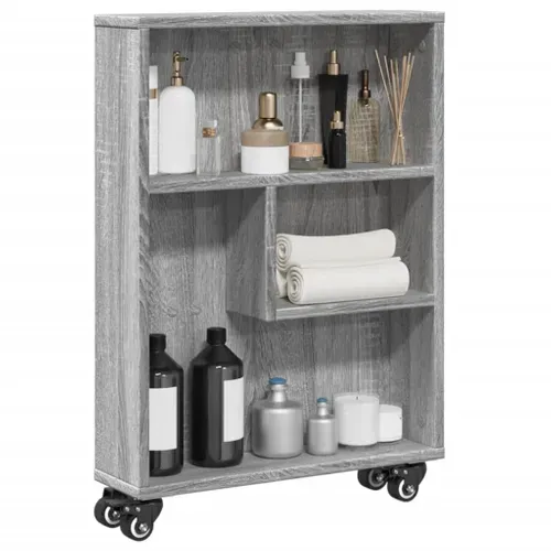 Desserte à Roulettes Chariot De Rangement - Étroit Sonoma Gris Bois D'ingénierie