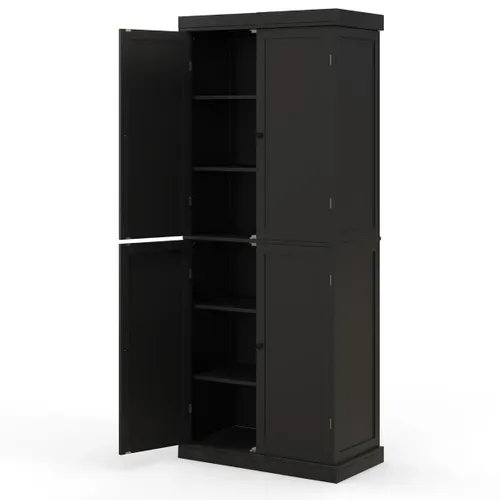 Buffet Cuisine Armoire De Cuisine Avec 4 Portes Anti-renversement 76 X 40 X 184,5 Cm Noir