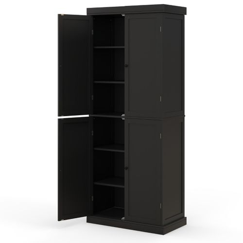 Buffet Cuisine Armoire De Cuisine Avec 4 Portes Anti-renversement 76 X 40 X 184,5 Cm Noir