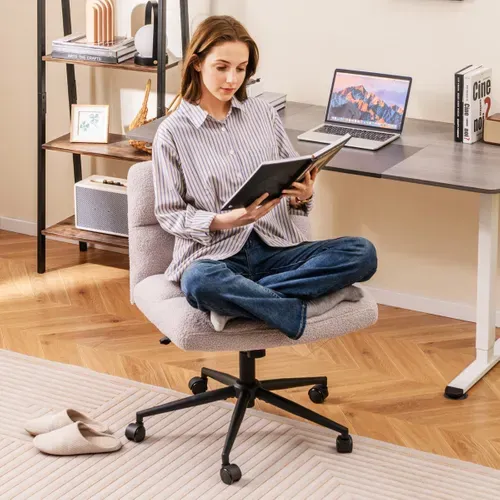 Chaise De Bureau Pivotant Hauteur Réglable Fauteuil De Bureau Sans Accoudoirs 73x69x79-87 Cm Gris