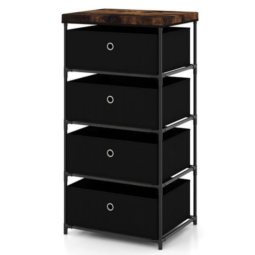 Meuble De Rangement 4 Tiroirs Chambre Cadre En Métal Pour Chambre 42 X 33,5 X 84,5cm Noir
