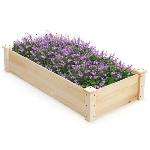 Jardinière Surélevée Carré Base Ouverte 120x61x25,5cm Pour Culture Fruits Légumes Bois De Sapin