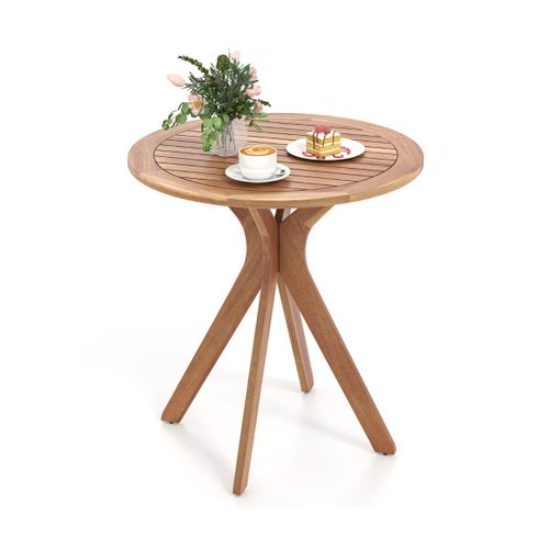 Table Basse De Jardin Table Extérieure Bois Base En Croix 70 X 70 X 76 Cm Ronde Bois
