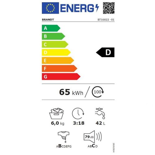 Lave-linge Top 40cm 6kg 1200t/min Blanc - Bt16022