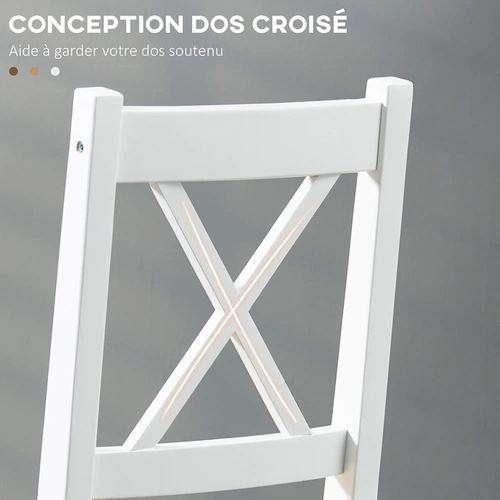 Lot De 4 Chaises Design Style Maison De Campagne, Blanc