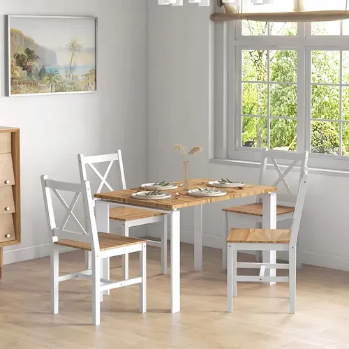 Lot De 4 Chaises Design Style Maison De Campagne, Blanc