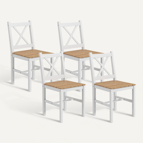 Lot De 4 Chaises Design Style Maison De Campagne, Blanc