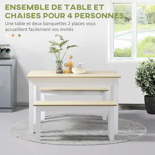 Ensemble De Salle à Manger Trois Pièces Comprenant Deux Bancs Intégrés, Panneaux De Particules