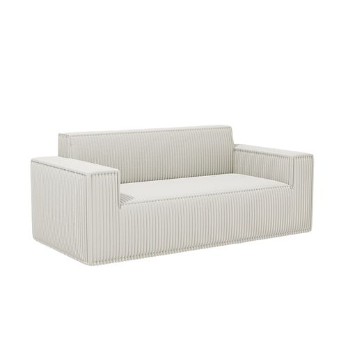 Canapé Compressé,canapé Deux Places à Assise Profonde, Velours Côtelé, Blanc