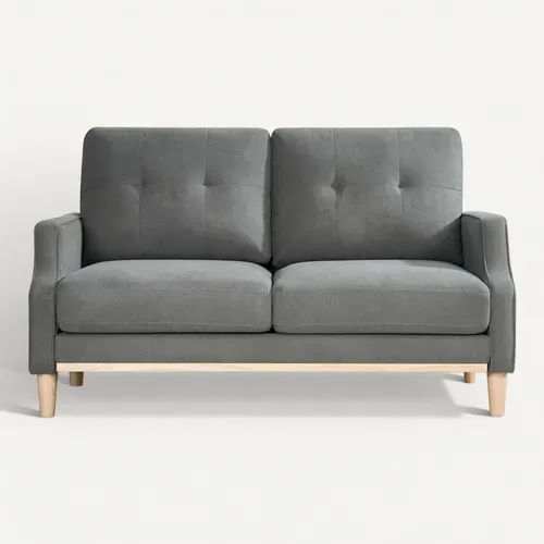 Canapé Compressé,canapé Deux Places Avec Ports USB Et Pieds En Bois, Gris Foncé
