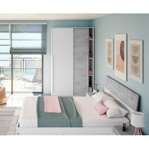 Armoire Placard Meuble De Rangement 2 Portes Coulissantes En Bois - H. 200 X L. 120 Cm X P. 50 Cm