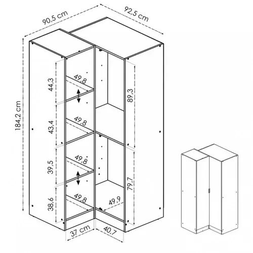 Armoire dressing d'angle Coloris Blanc