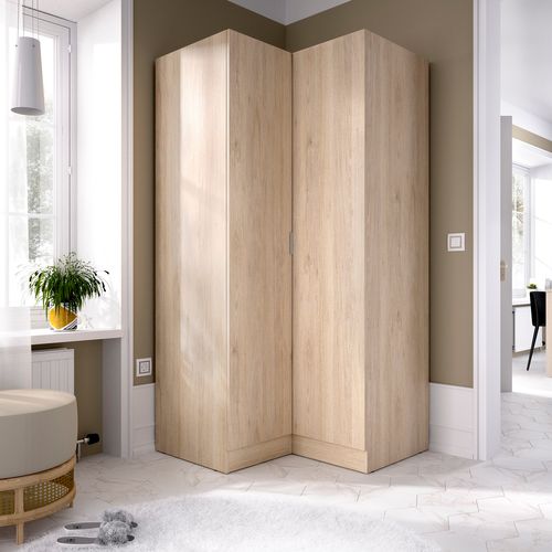 Armoire Dressing D'angle avec 2 portes Coloris Chêne