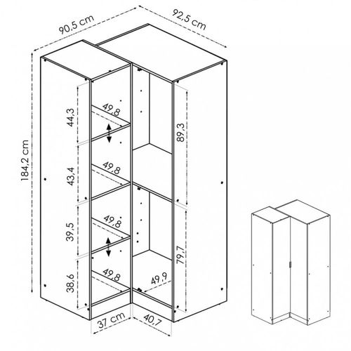 Armoire Dressing D'angle avec 2 portes Coloris Chêne