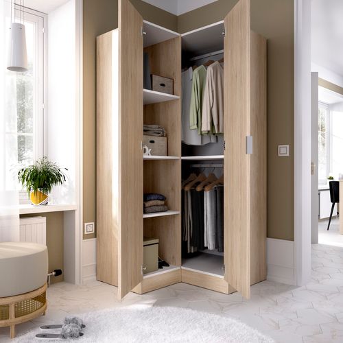 Armoire Dressing D'angle avec 2 portes Coloris Chêne