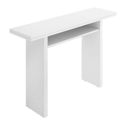 Console Extensible En Bois Mélaminé Coloris Blanc - L. 110.6 X P. 33-66.2 X H. 75.5-77.5 Cm