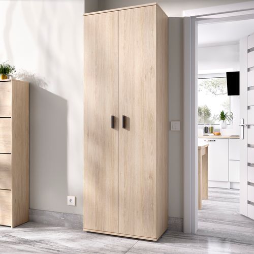 Armoire En Panneaux De Particules Mélaminés Coloris Chêne Naturel - L. 60.9 X P. 35.3 X H. 190.2 Cm