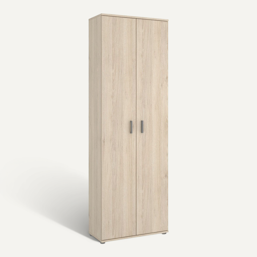 Armoire En Panneaux De Particules Mélaminés Coloris Chêne Naturel - L. 60.9 X P. 35.3 X H. 190.2 Cm