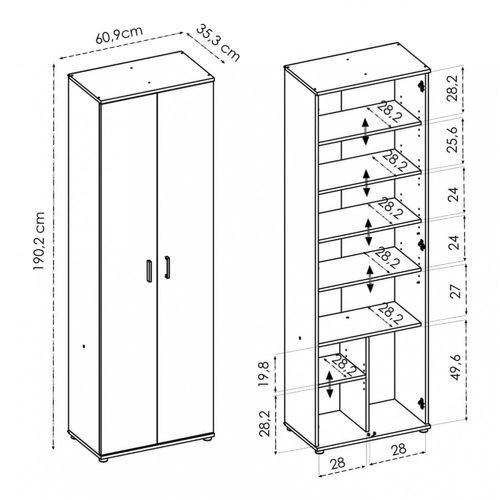 Armoire En Panneaux De Particules Mélaminés Coloris Chêne Naturel - L. 60.9 X P. 35.3 X H. 190.2 Cm