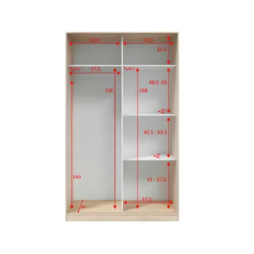 Armoire, Placard Avec 2 Portes Coloris Chêne Canadien, Blanc Artic -  L. 120 X H. 200 X P. 50 Cm